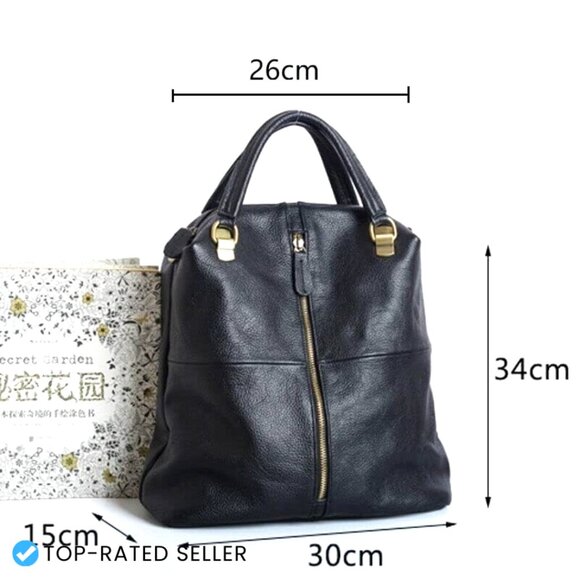 Genuine Leather Backpack Crossbody Bag Adjustable Straps Chic Travel Purse main image 6